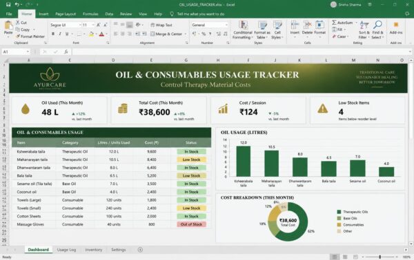 Oil & Consumables Usage Tracker