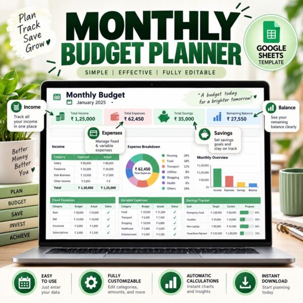 PLR Budget Spreadsheet Editable Budget Planner Template 2