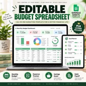 PLR Budget Spreadsheet Editable Budget Planner Template 1