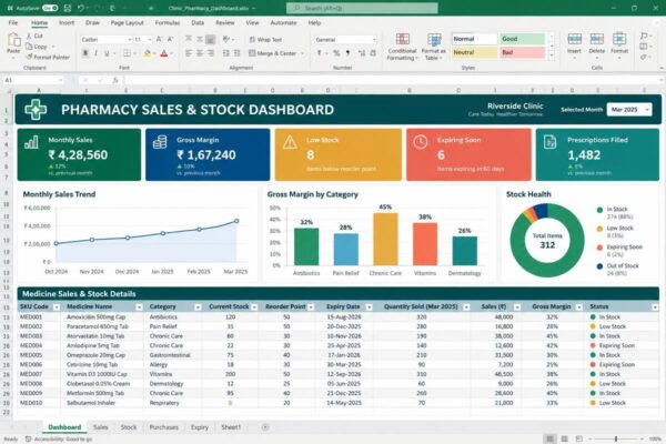 Pharmacy Sales & Stock Dashboard