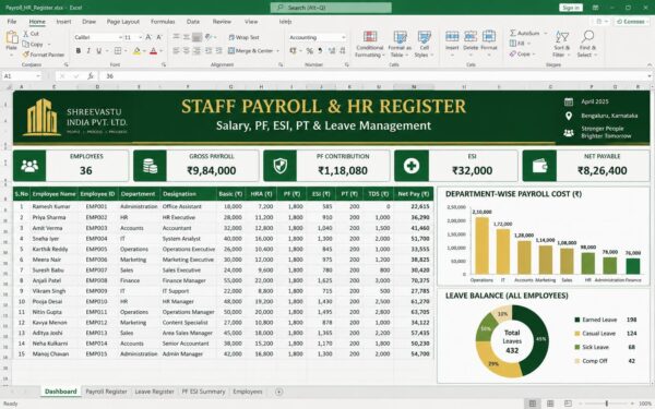 Staff Payroll & HR Register