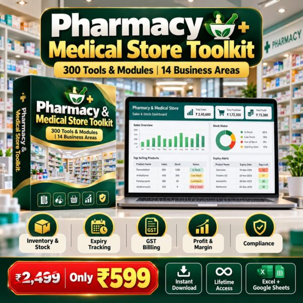Pharmacy & Medical Store Toolkit — 300 tools, 14 business areas