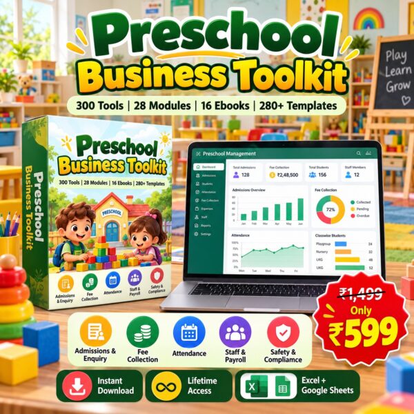 Preschool Business Toolkit — 300 tools, 28 modules, 16 ebooks, 280+ templates