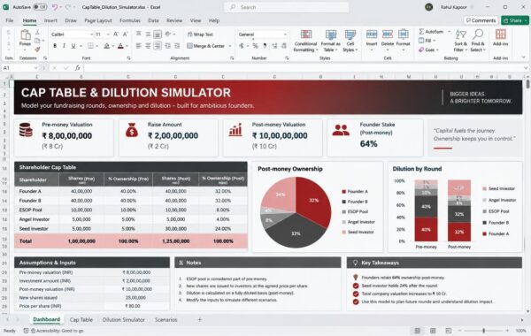 Cap Table & Dilution Simulator